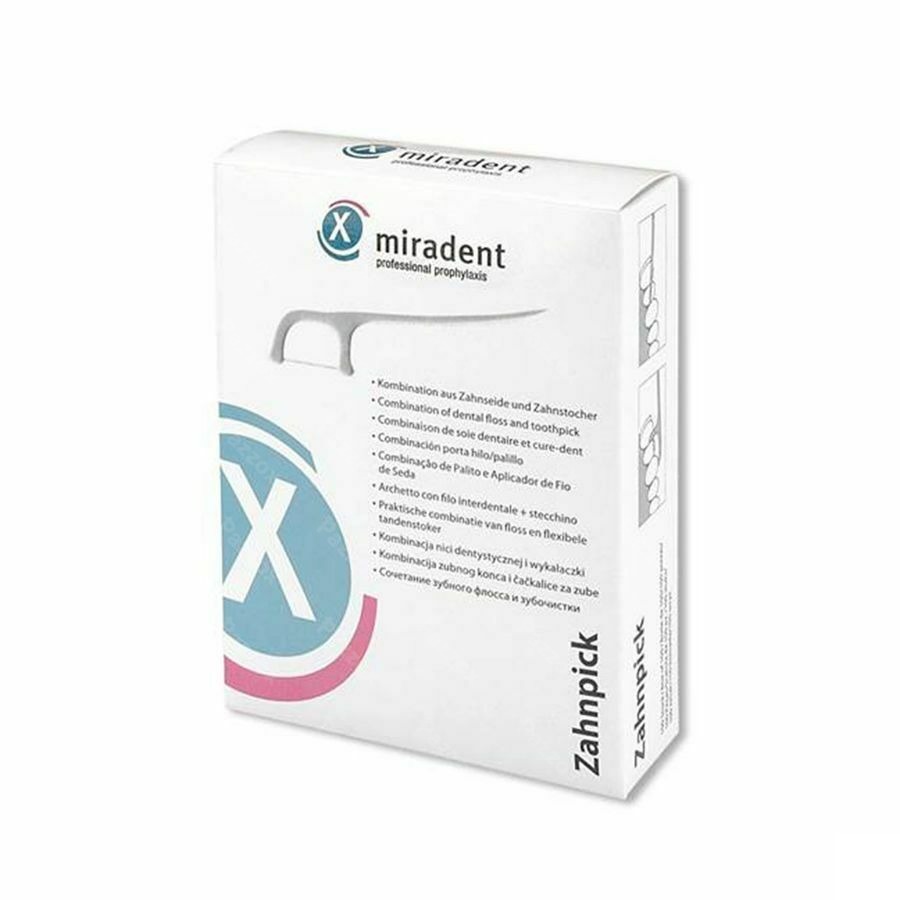 Miradent Cure-dent avec fil dentaire 100 pcs – emballé individuellement