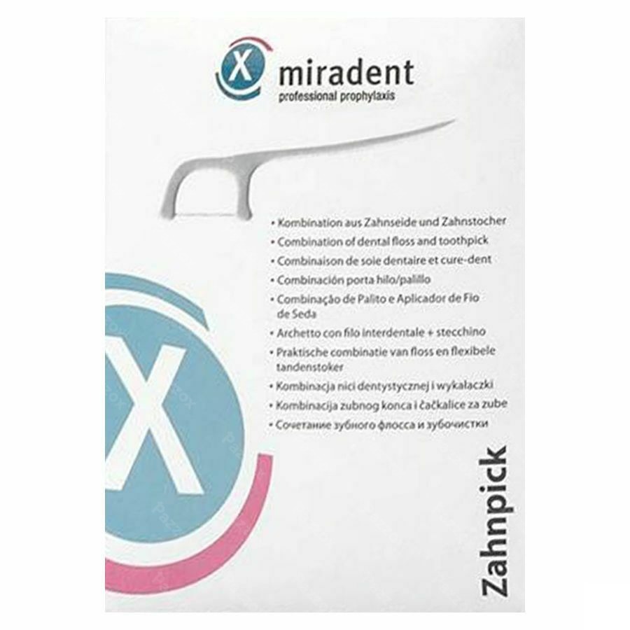 Miradent Cure-dent avec fil dentaire 100 pcs – emballé individuellement