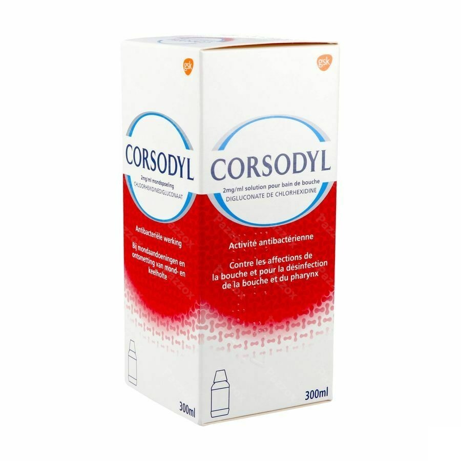 Corsodyl 2mg/ml Solution Bain Bouche 300ml