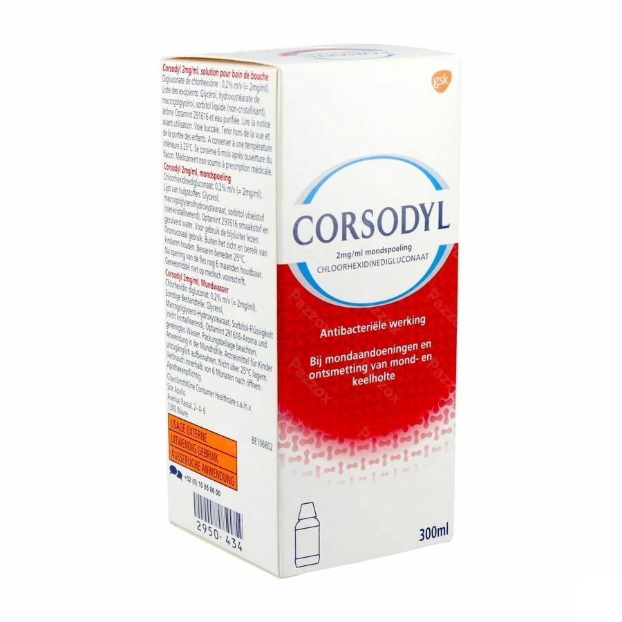 Corsodyl 2mg/ml Mondspoeling 300ml
