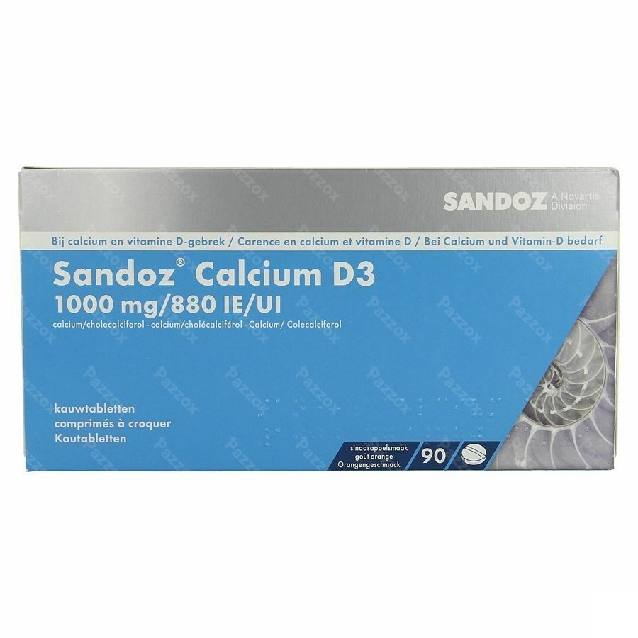 Sandoz Calcium D3 Kauwtabletten 90x1000 mg/880ie