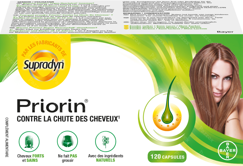 Supradyn Priorin 120 Capsules Contre La Chute Des Cheveux Avec Biotine