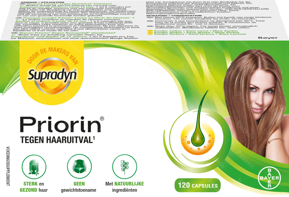 Supradyn Priorin Voedingssupplement Anti Haaruitval Met Biotine 120 Capsules