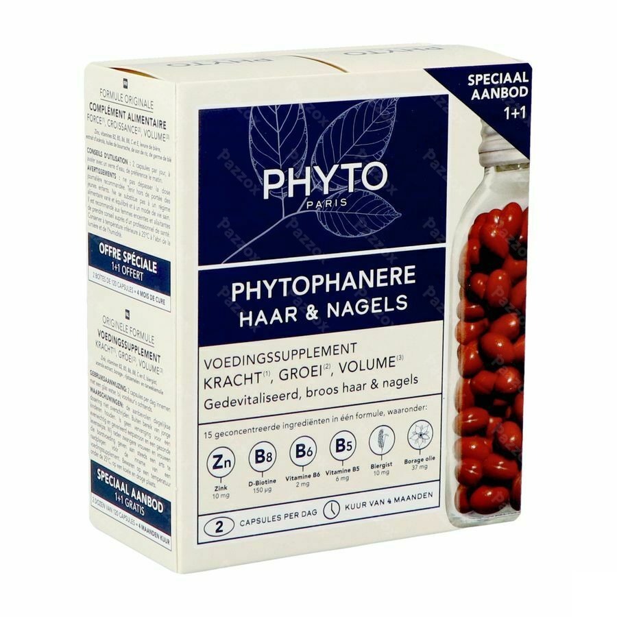Phytophanère Voedingssupplement Haargroei Duo 2x120 Capsules