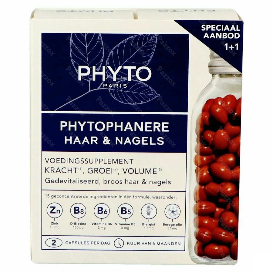 Phytophanère Voedingssupplement Haargroei Duo 2x120 Capsules