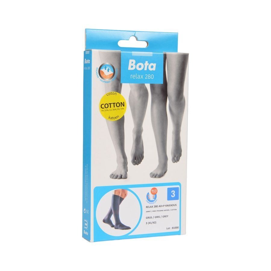 Bota Relax 280 Katoen Korte Kous Grijs N3