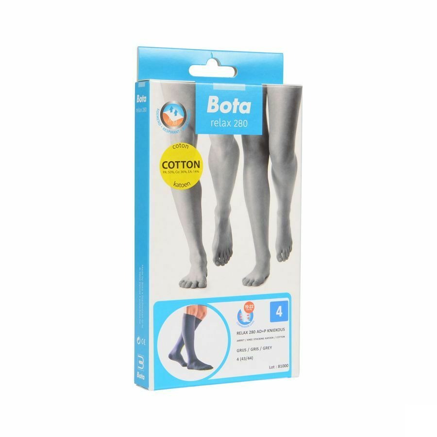 Bota Relax 280 Katoen Korte Kous Grijs N4