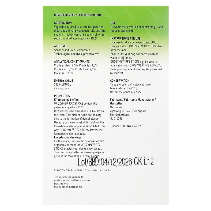 Orozyme Rf2 Sticks Appetents Chien Medium 28