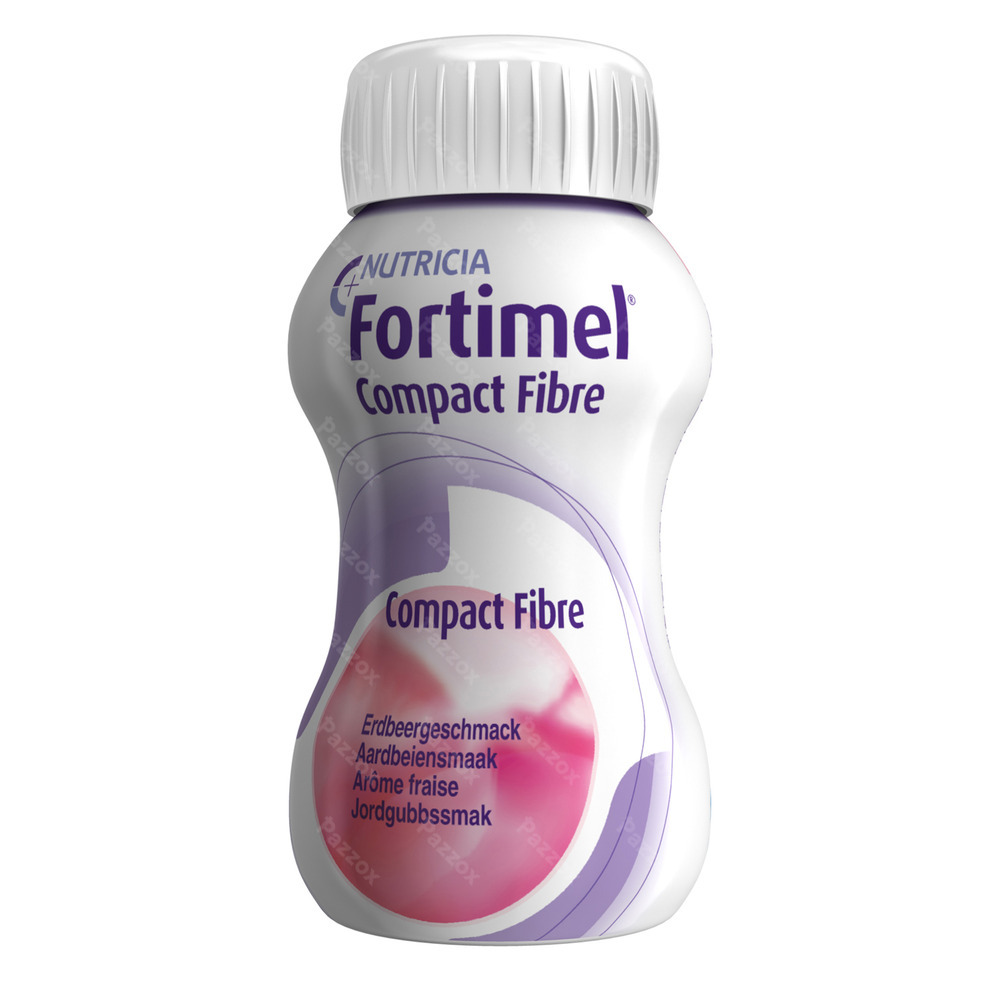 Fortimel Compact Fibre Aardbei Flesjes 4x125ml