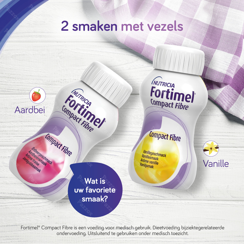Fortimel Compact Fibre Aardbei Flesjes 4x125ml