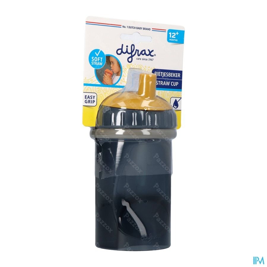 Difrax Pailles Gobelet Anti-fuites Bleu-gris Ou Orange