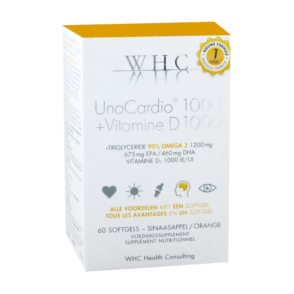 Unocardio 1000 + Vitamine D 1000 60 Softgels 