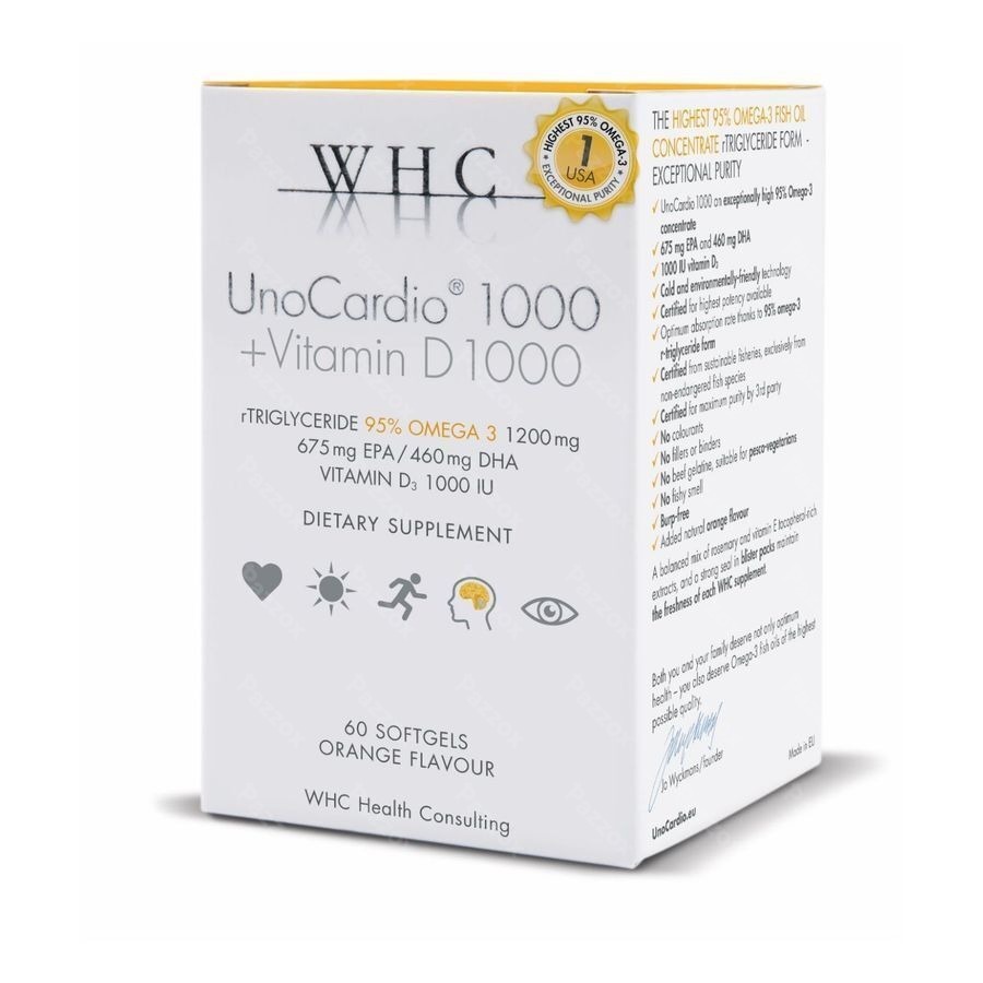 Unocardio 1000 + Vitamine D 1000 60 Softgels 