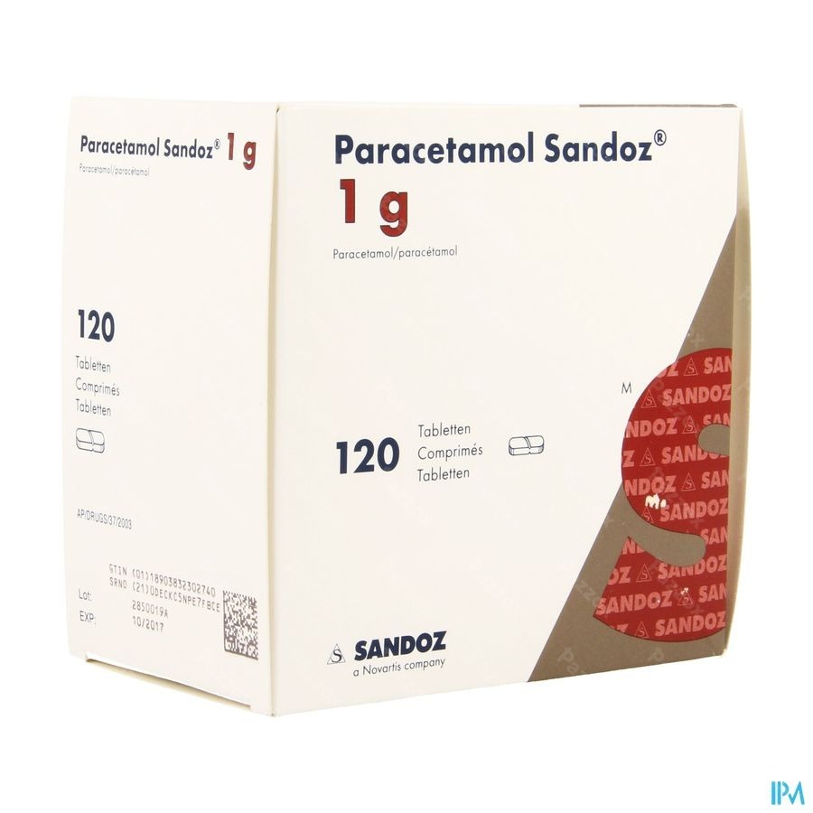 Paracetamol Sandoz 1g 120 comprimés
