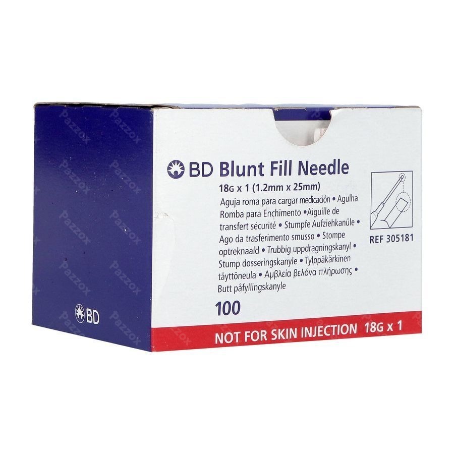 Bd Blunt Fill Optreknaald Stomp 18g 25mm 100