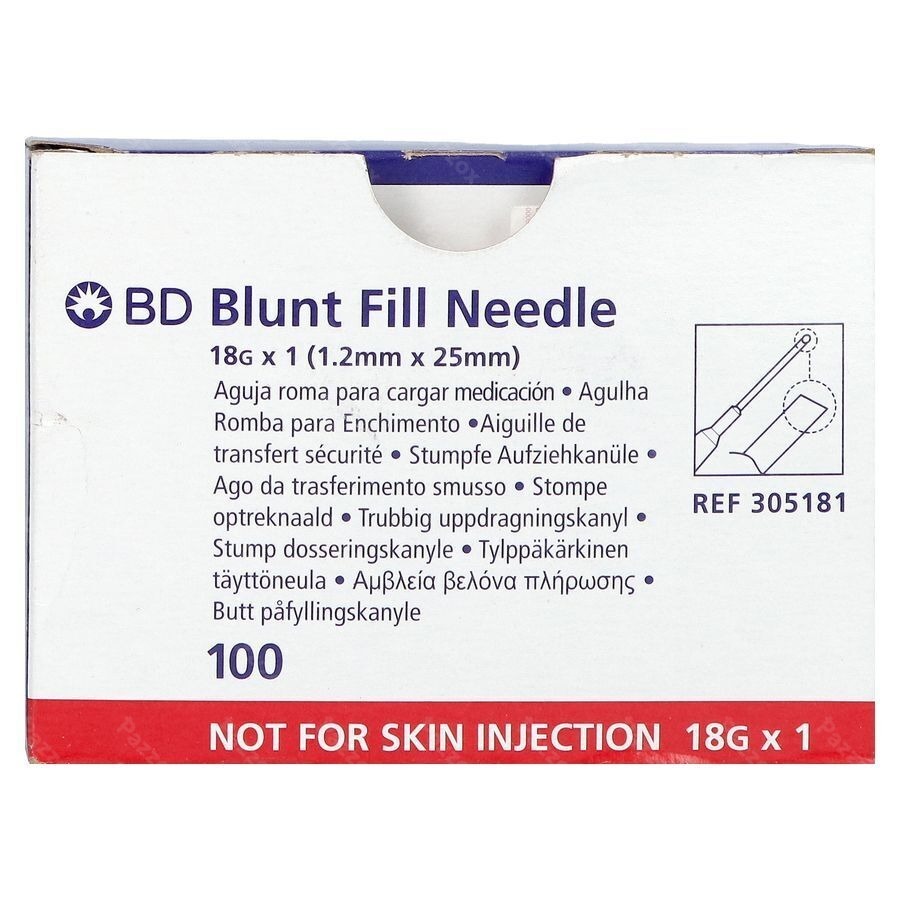 Bd Blunt Fill Optreknaald Stomp 18g 25mm 100