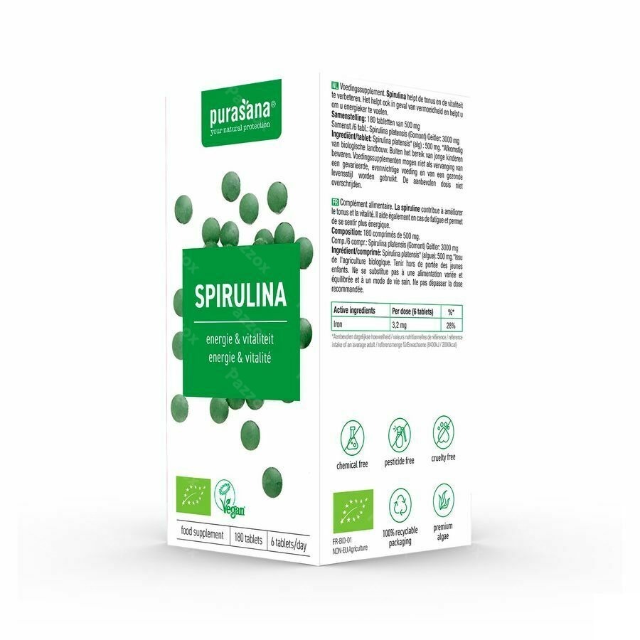 Purasana Vegan Spirulina Bio Tabl 180