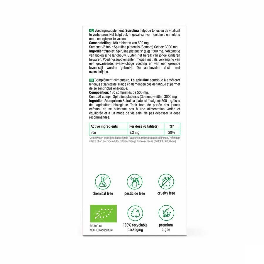 Purasana Vegan Spirulina Bio Tabl 180