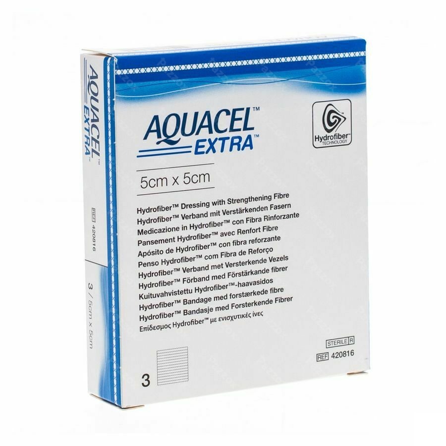 Aquacel Extra Verb Hydrofiber+versterk. 5x 5cm 3