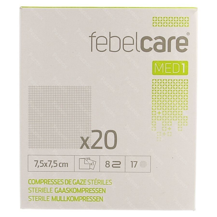 Febelcare Med1 Steriele Gaaskompres 7,5x7,5cm 20x1