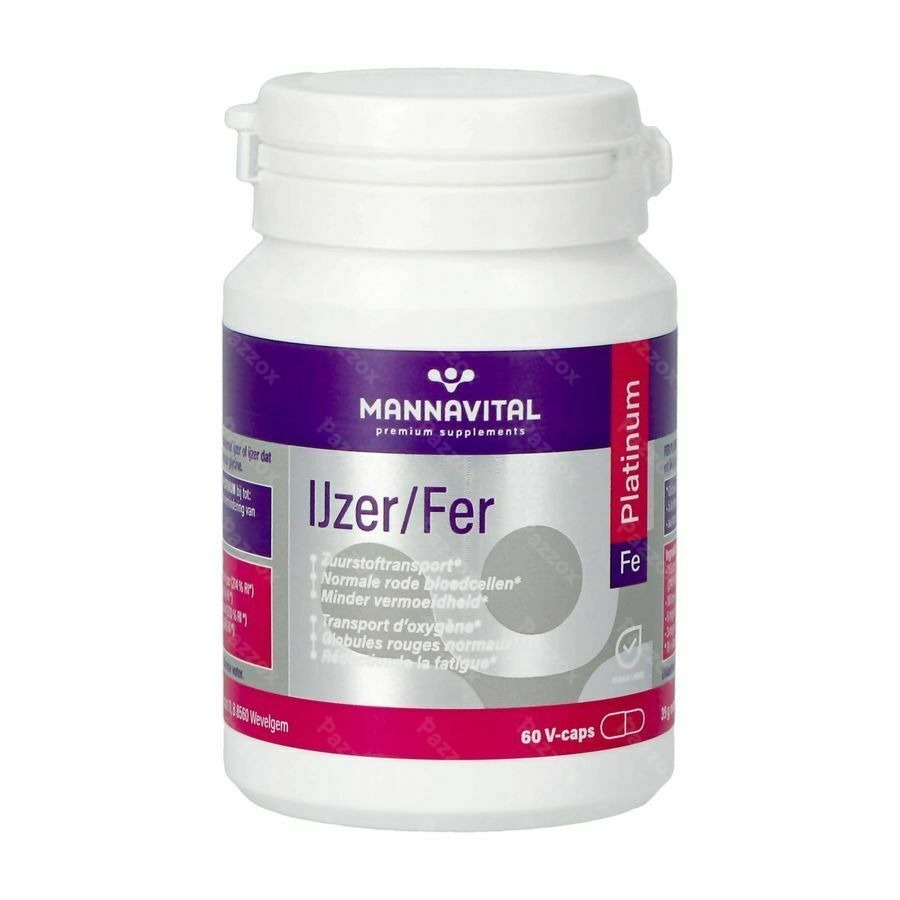 Mannavital Ijzer Platinum 60 Vegetarische Capsules