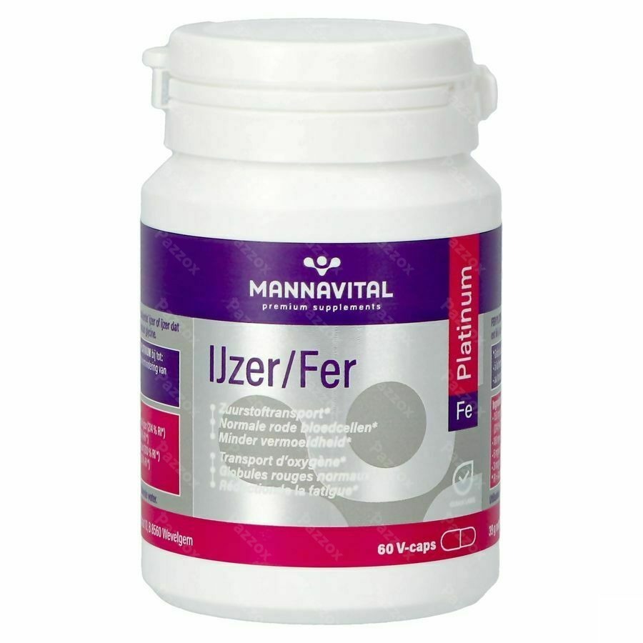 Mannavital Ijzer Platinum 60 Vegetarische Capsules