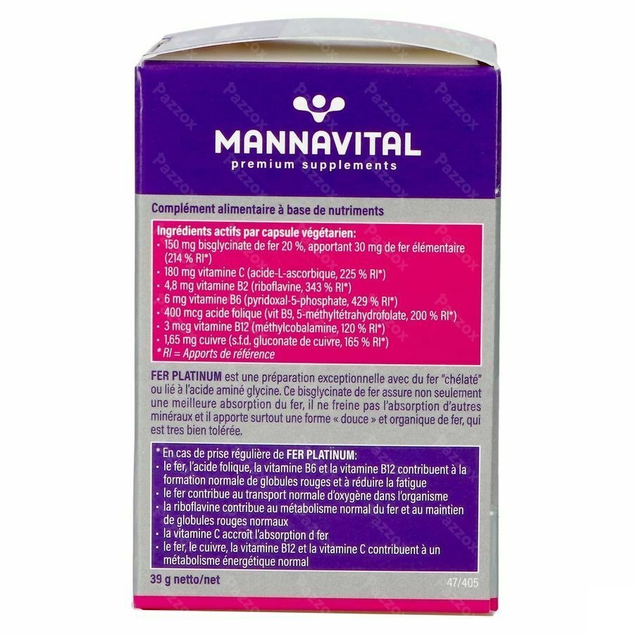 Mannavital Fer Platinum V-caps 60