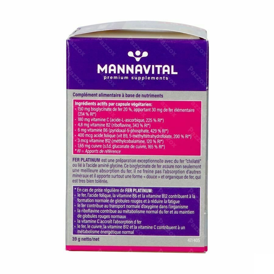 Mannavital Fer Platinum V-caps 60