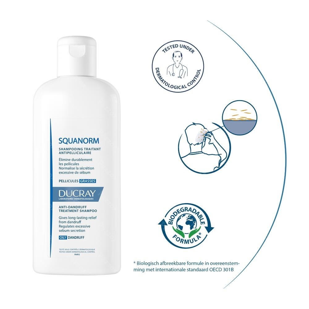 Ducray Squanorm Anti Roos Shampoo Vettige Schilfers 200ml