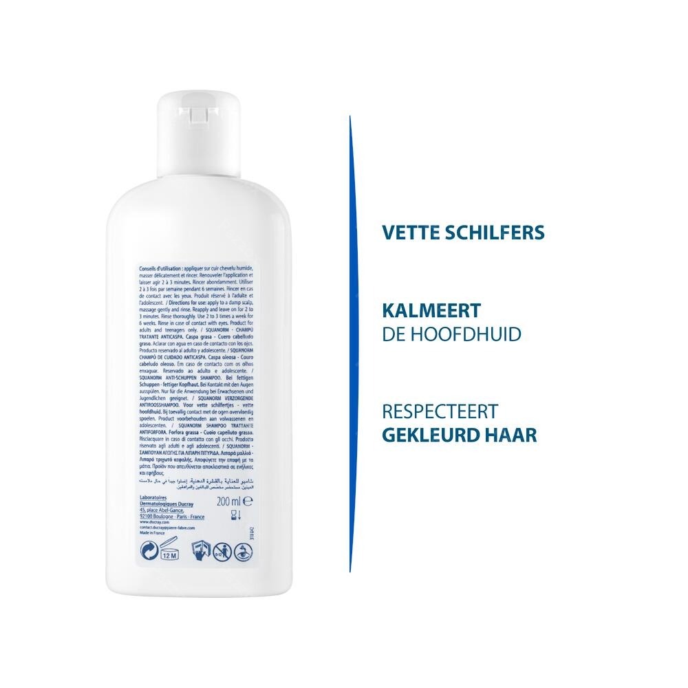 Ducray Squanorm Anti Roos Shampoo Vettige Schilfers 200ml