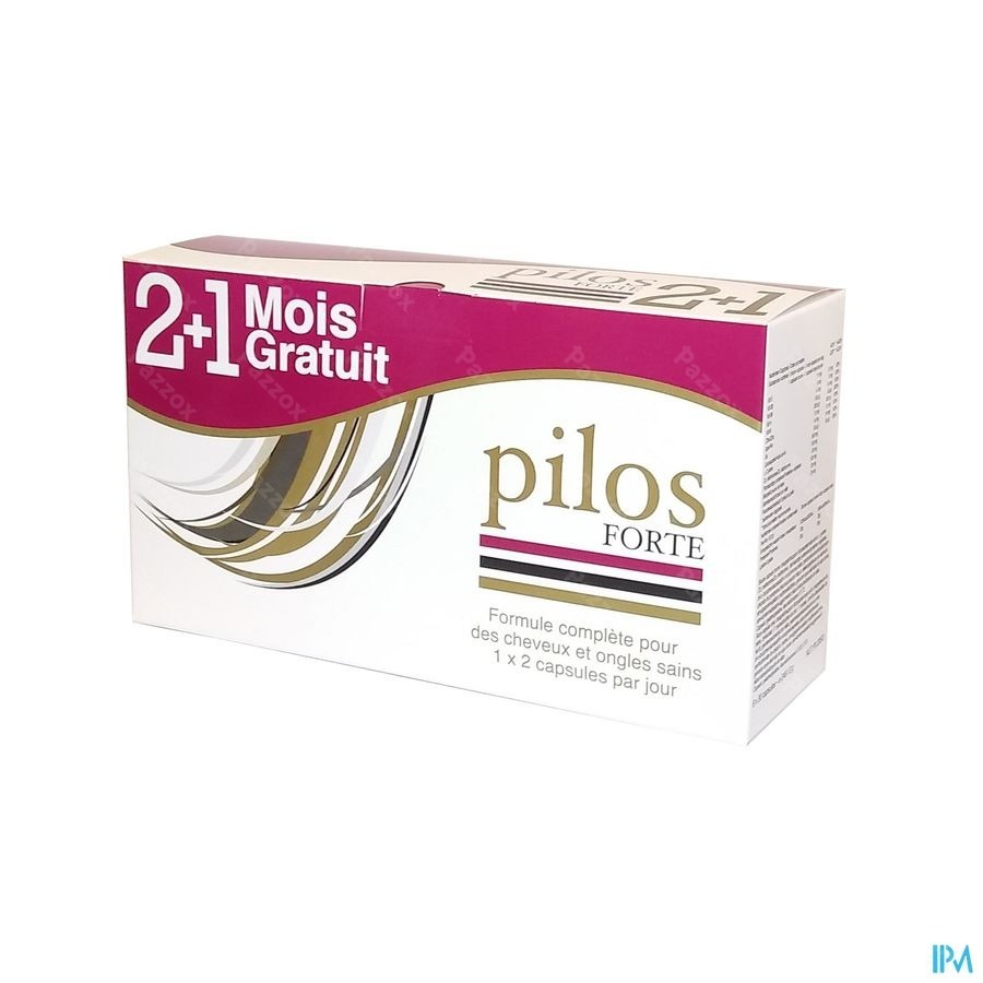 Pilos Forte Complément alimentaire Cheveux et Ongles  2+1 Moins Gratuit 180 Comprimés