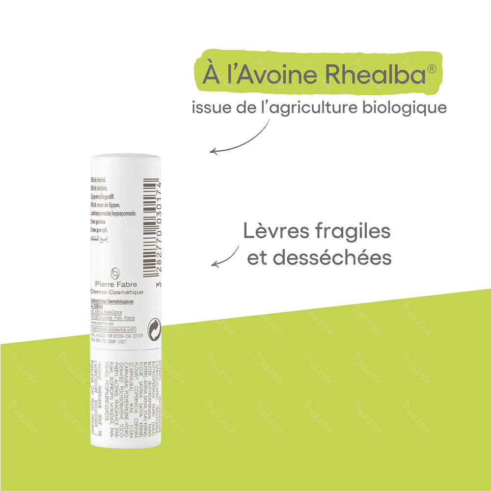 Aderma Avoine Stick Levres Rhealba 4g