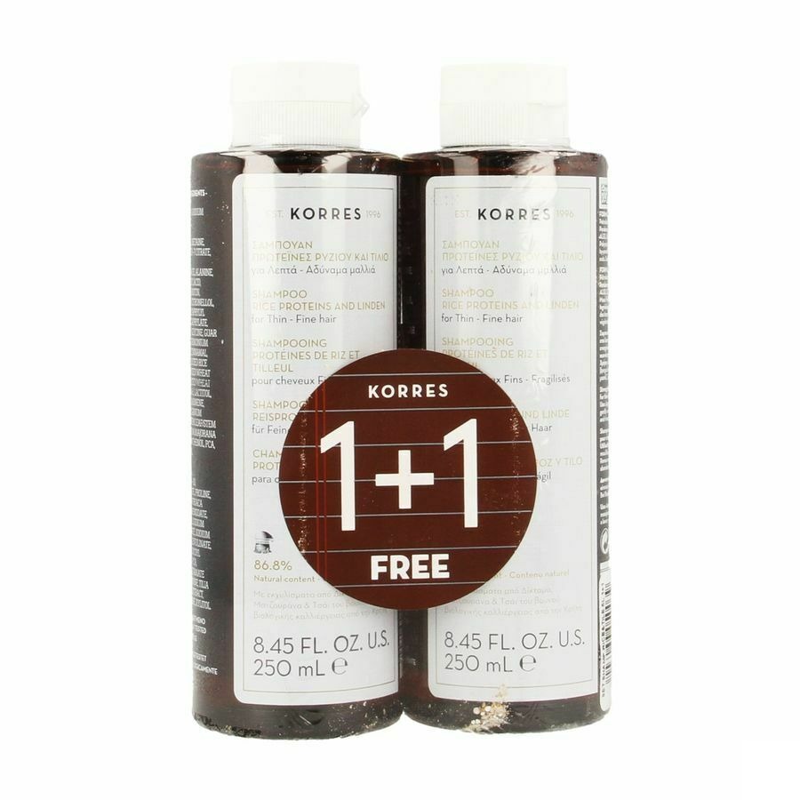 Korres Kh Sh Proteins De Riz&tilleul 2x250ml Promo