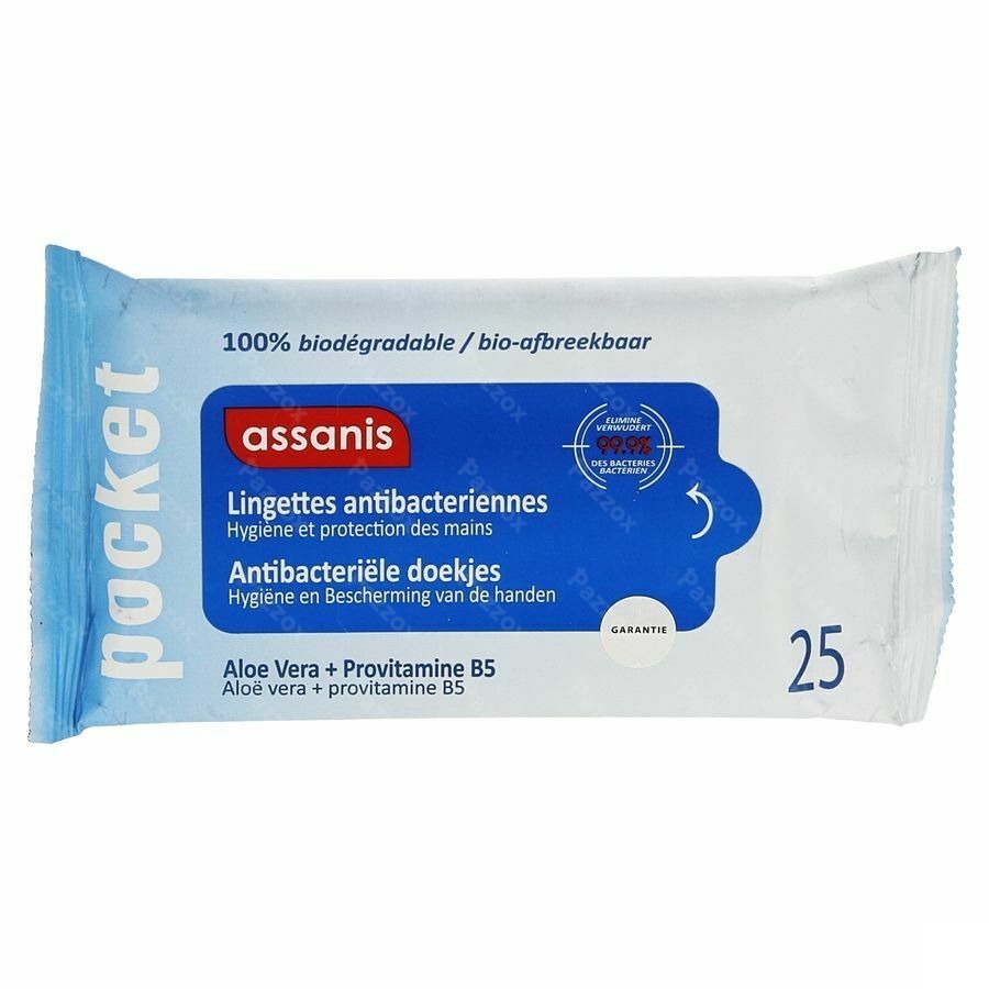 Assanis Pocket Reinigingsdoekjes Handen 25 Stuks
