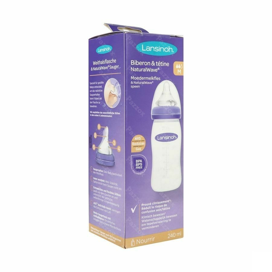Lansinoh Zuigfles + Natural Wave Speen 240ml