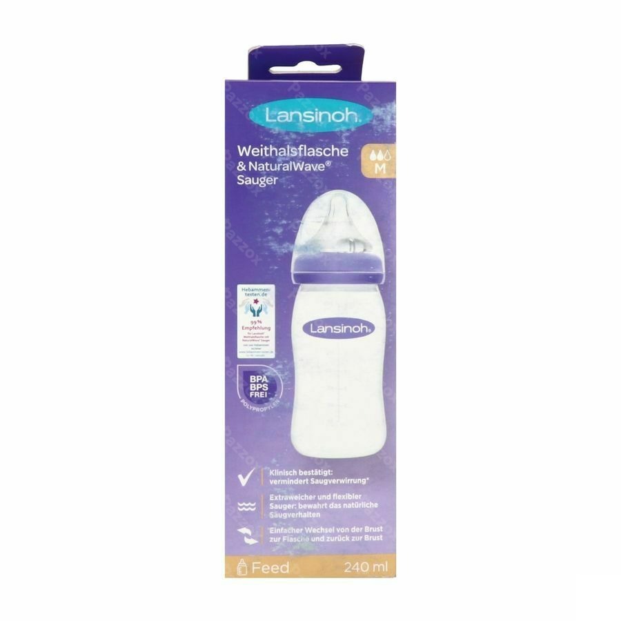 Lansinoh Zuigfles + Natural Wave Speen 240ml