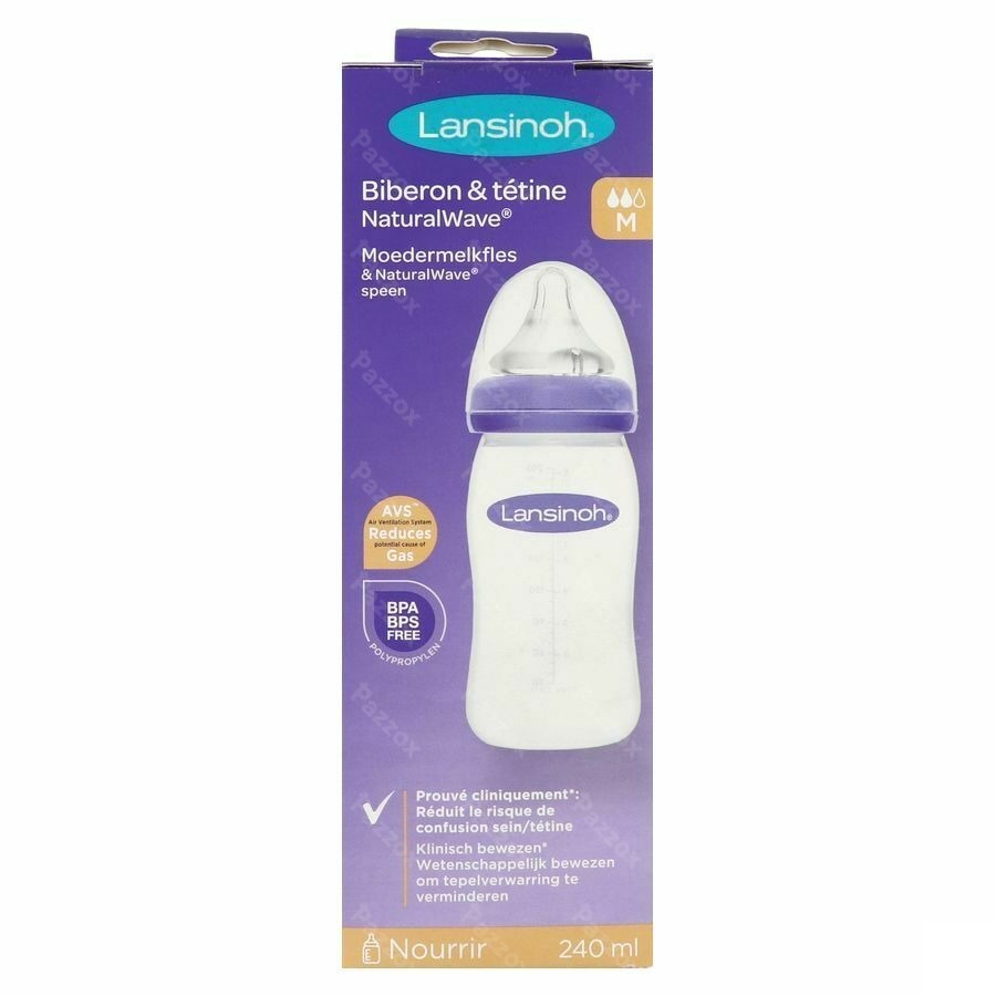 Lansinoh Zuigfles + Natural Wave Speen 240ml
