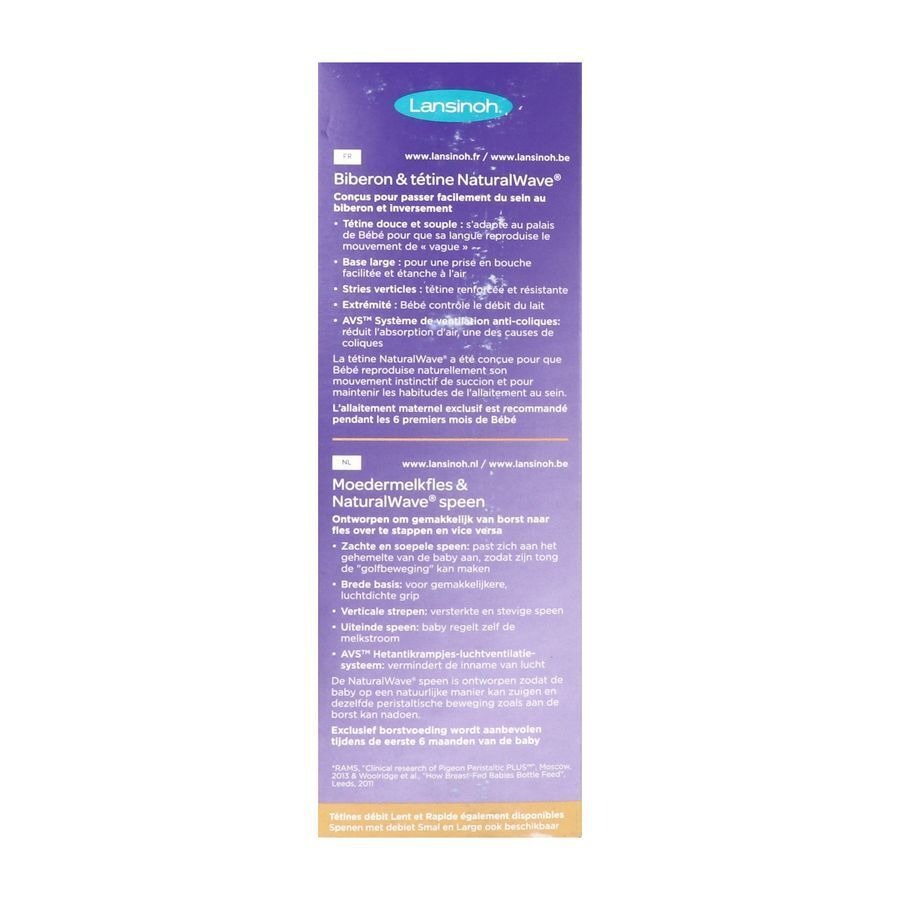 Lansinoh Zuigfles + Natural Wave Speen 240ml