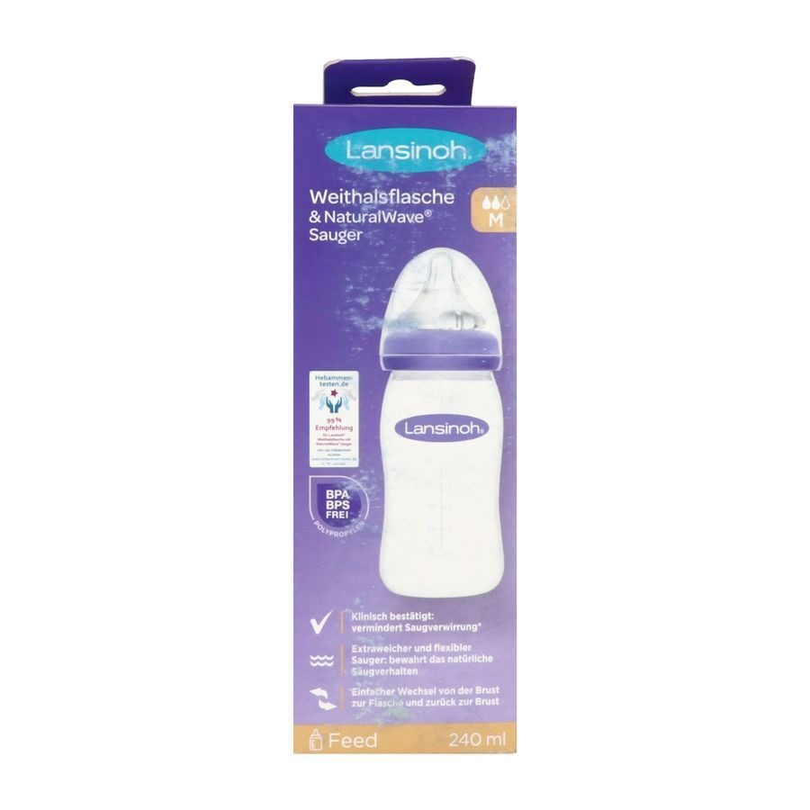 Lansinoh Zuigfles + Natural Wave Speen 240ml