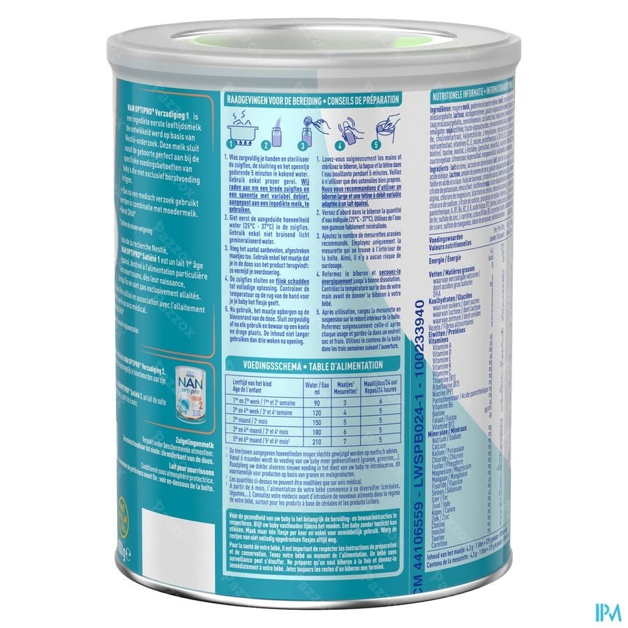 Nan Verzadiging 1 Zuigelingenmelk Baby 0-6 Maanden 800g