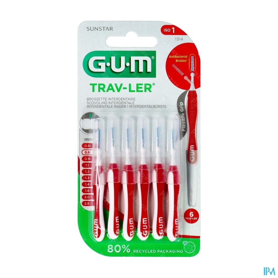 Gum Trav-Ler Interdentaal Borsteltje 0,8mm 6 Stuks