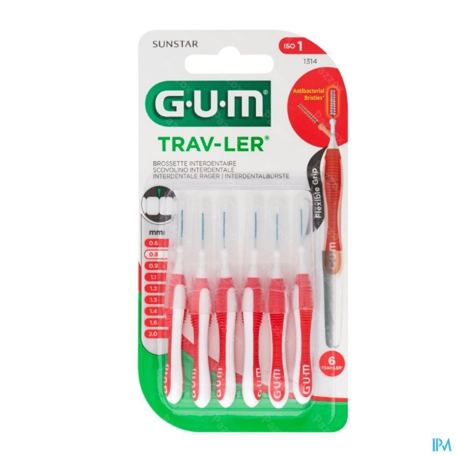 Gum Trav-Ler Interdentaal Borsteltje 0,8mm 6 Stuks