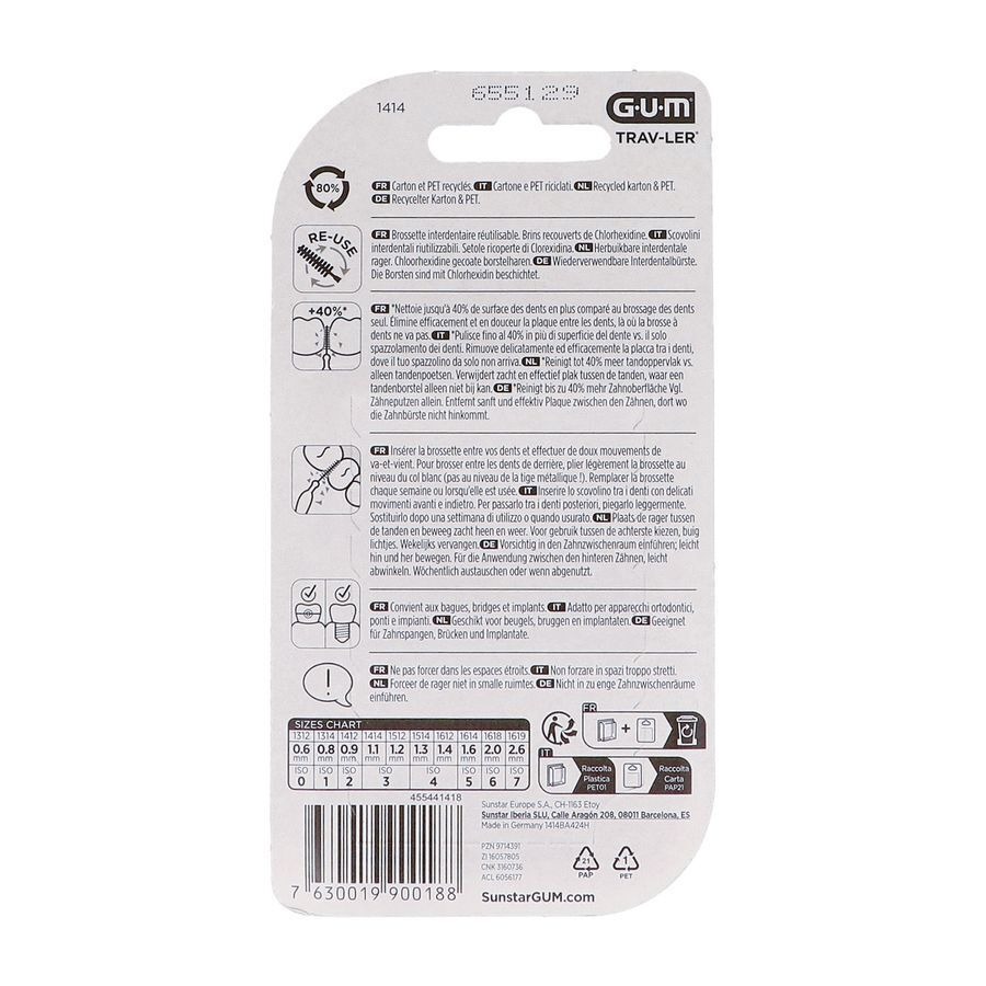 Gum Trav-Ler Interdentaal Borsteltje 1,1mm 6 Stuks