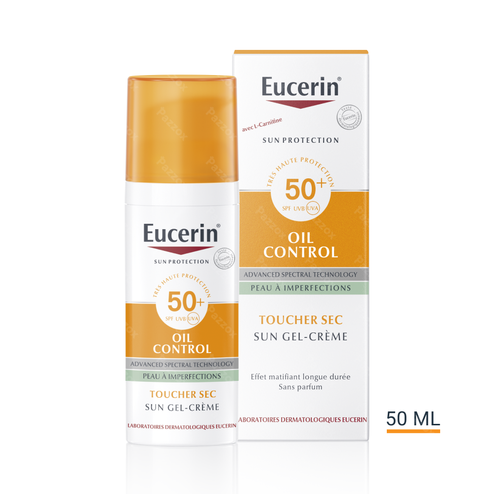 Eucerin Sun Oil Control Toucher Sec Gel-Crème Peau à Imperfections et Grasse SPF50+