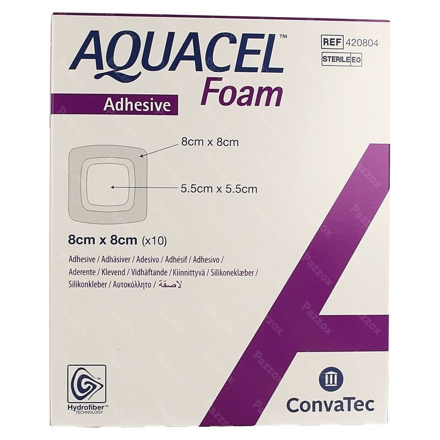 Aquacel Pans Mousse Adh Hydrofiber 8,0x 8,0cm 10
