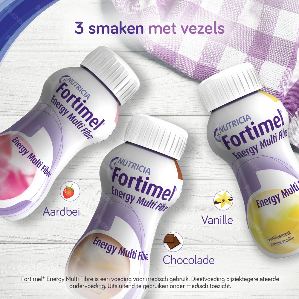 Fortimel Energy Multi Fibre Vanille Flesjes 4x200ml