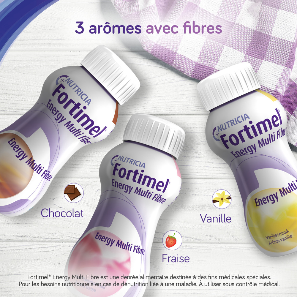 Fortimel Energy Multi Fibre Fraise Bouteilles 4x200ml