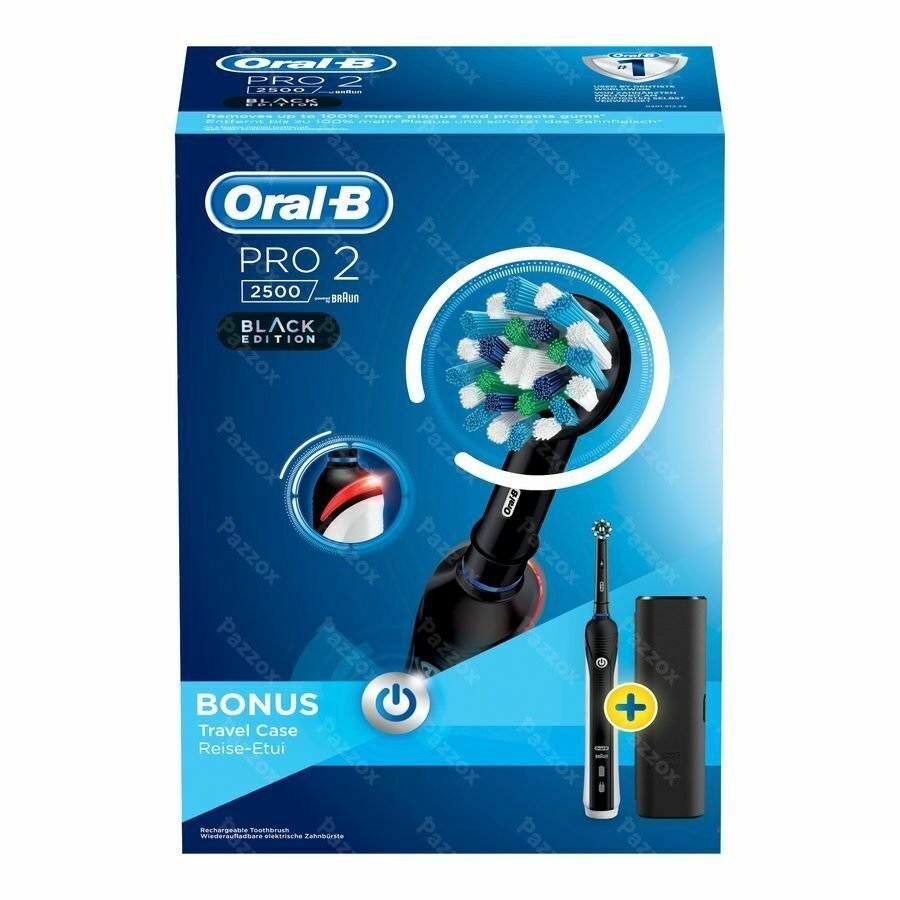 Oral B Pro 2 Electrische Tandenborstel Zwart + Reisetui 