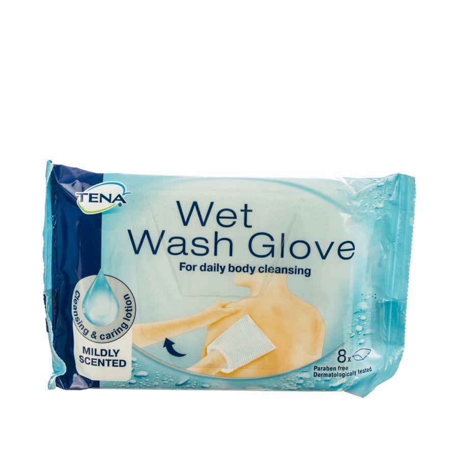Tena Wet Wash Gloves Mildly Scented 8 1116