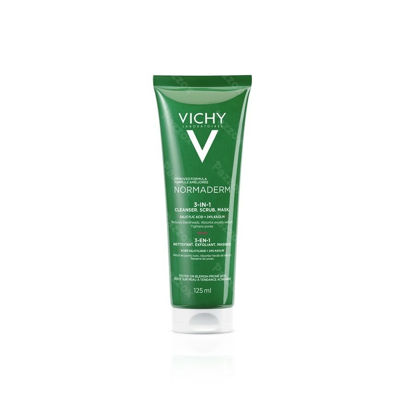 Vichy Normaderm 3-in-1 Reiniging/Scrub/Masker voor een Acne Gevoelige Huid 125ml
